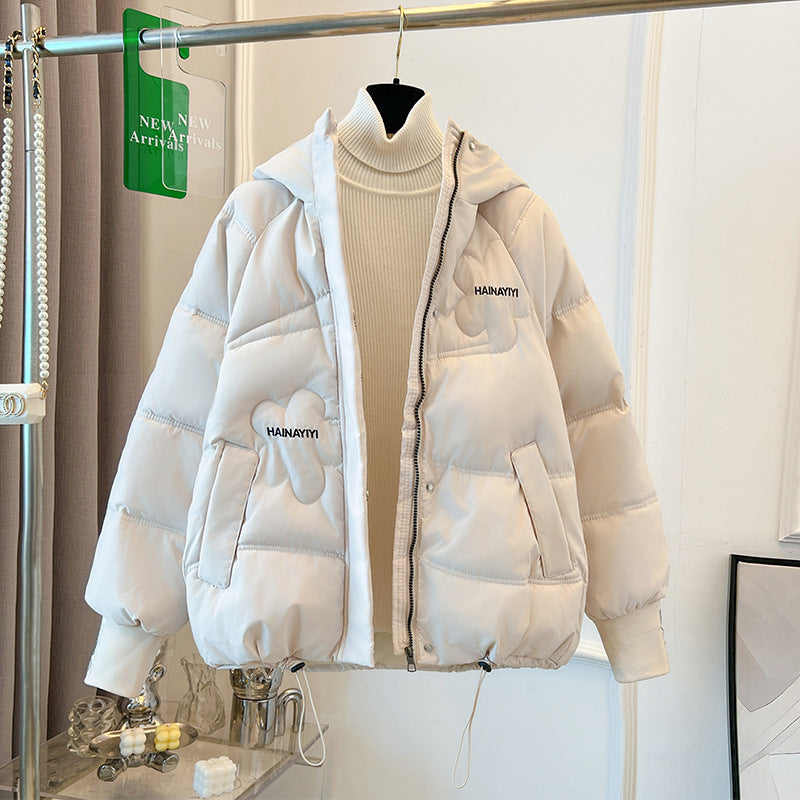Damen Modische Kurze Daunenjacke mit Kapuze und praktischen Taschen R&B