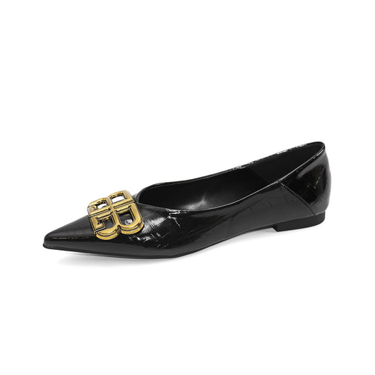 Damen elegante Ballerinas mit luxuriösem Metallakzent R&B