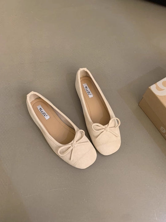 Damen bequeme Ballerinas mit dekorativem Schleifenakzent und elastischem Fußbett R&B