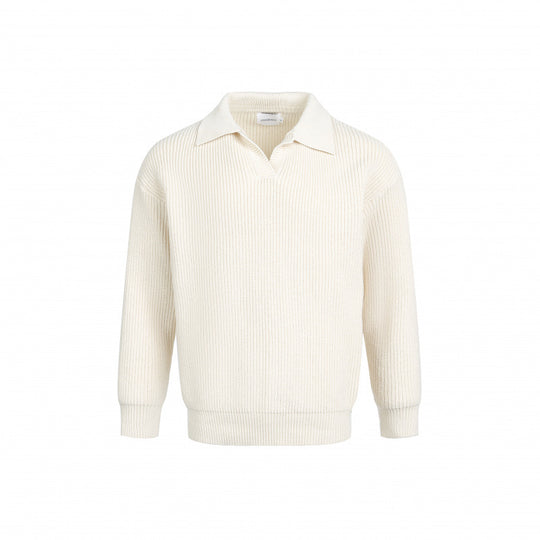 Damen Eleganter Strickpullover mit modernem Kragen und feinem Rippstrick R&B