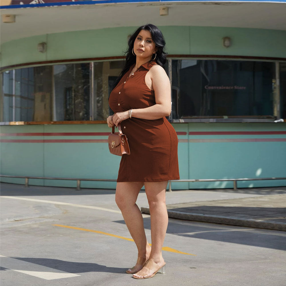Damen Freizeitkleid mit Knopfdetails und figurbetontem Schnitt R&B