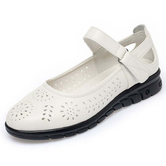 Damen Atmungsaktive Ballerinas mit verstellbarem Riemen und modischem Lochmuster R&B