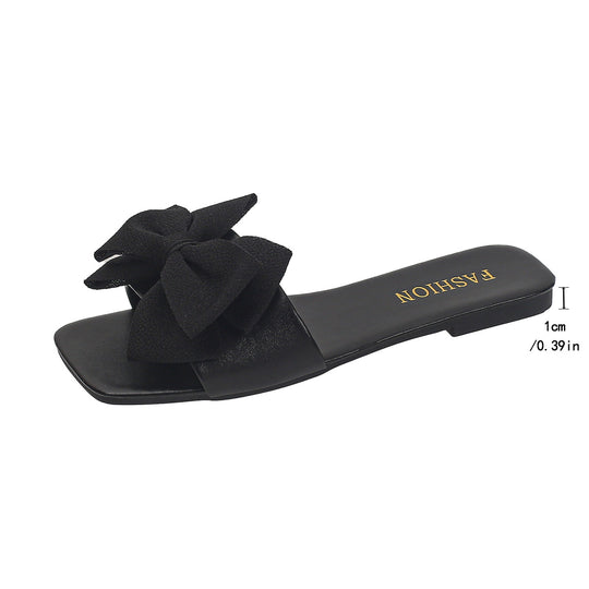 Damen Elegante Slipper mit großzügigem Schleifenverzierungen und glattem Obermaterial R&B