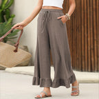 Damen Weite Freizeithose mit Rüsche R&B