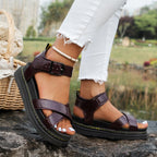 Damen modische Cross-Sandalen mit verstellbarem Fersenriemen und rutschfester Sohle R&B