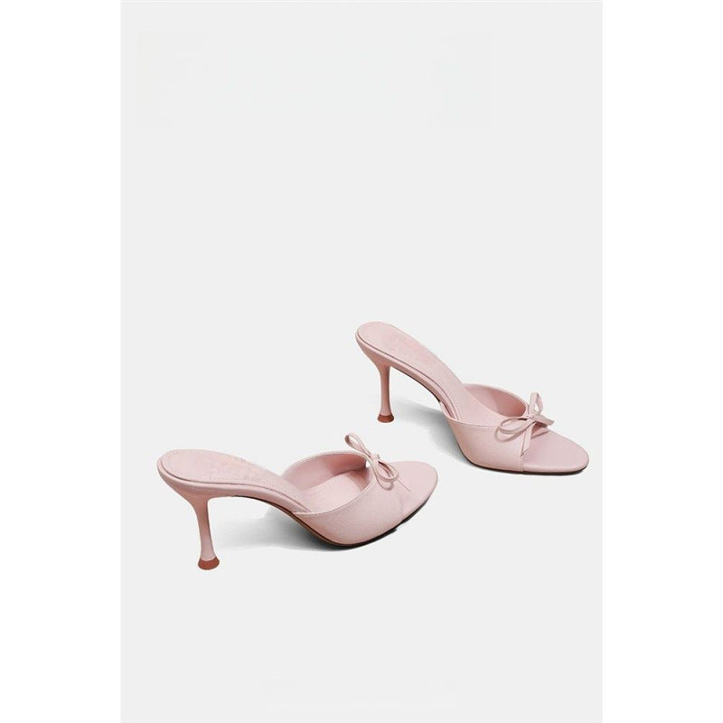 Damen elegante Mules mit zierlichem Schleifendetail R&B