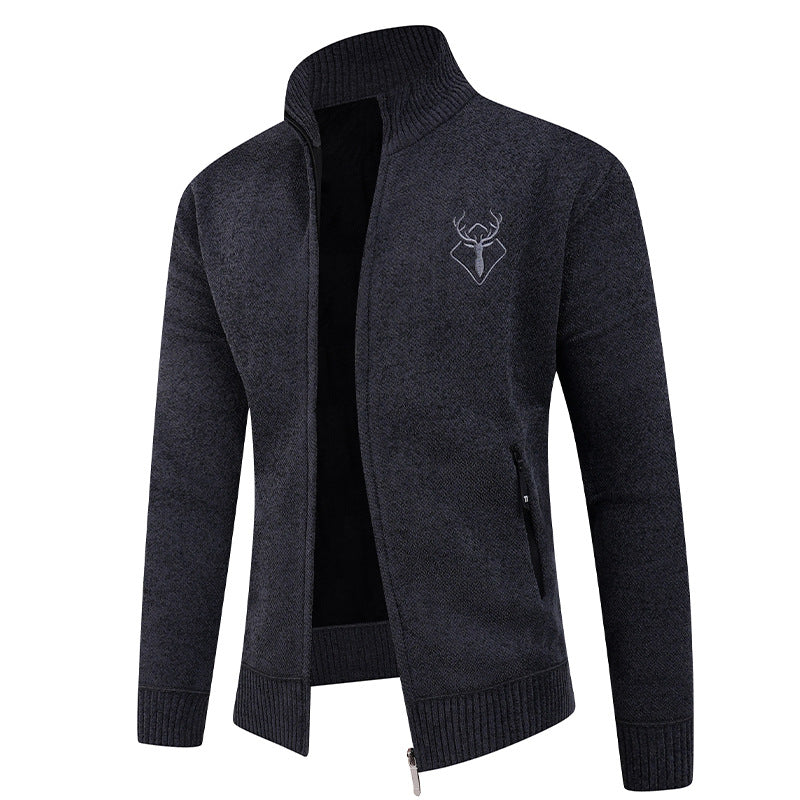 Herren Strickjacke mit hohem Kragen und praktischen Reißverschlusstaschen R&B