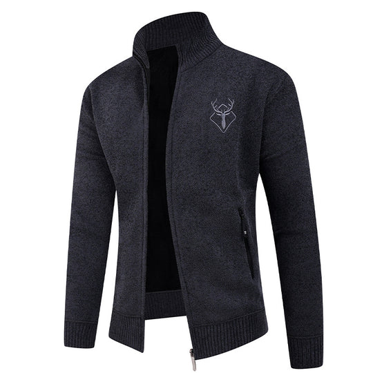 Herren Strickjacke mit hohem Kragen und praktischen Reißverschlusstaschen R&B