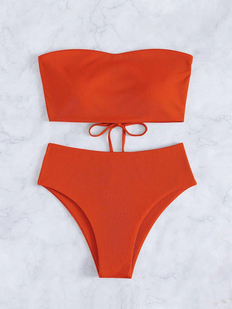 Damen Bandeau-Bikini mit verstellbarem Höschen und raffiniertem Design R&B