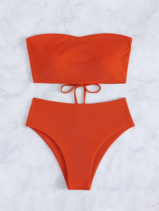 Damen Bandeau-Bikini mit verstellbarem Höschen und raffiniertem Design R&B