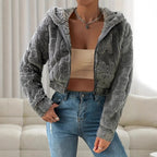 Damen Kuschelige Fleecejacke mit Reißverschluss und Kapuze R&B