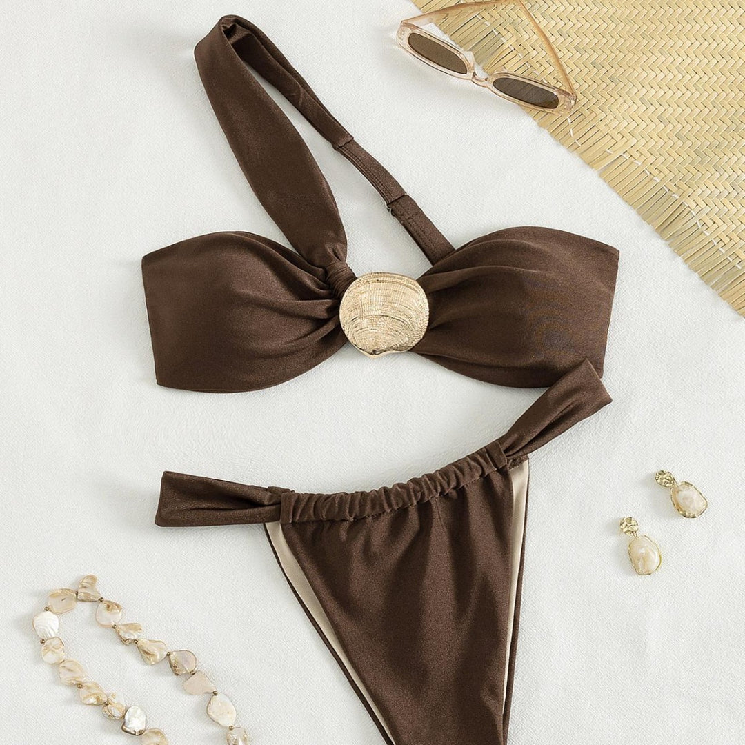 Damen Bandeau-Bikini mit schickem Schmuckdetail R&B
