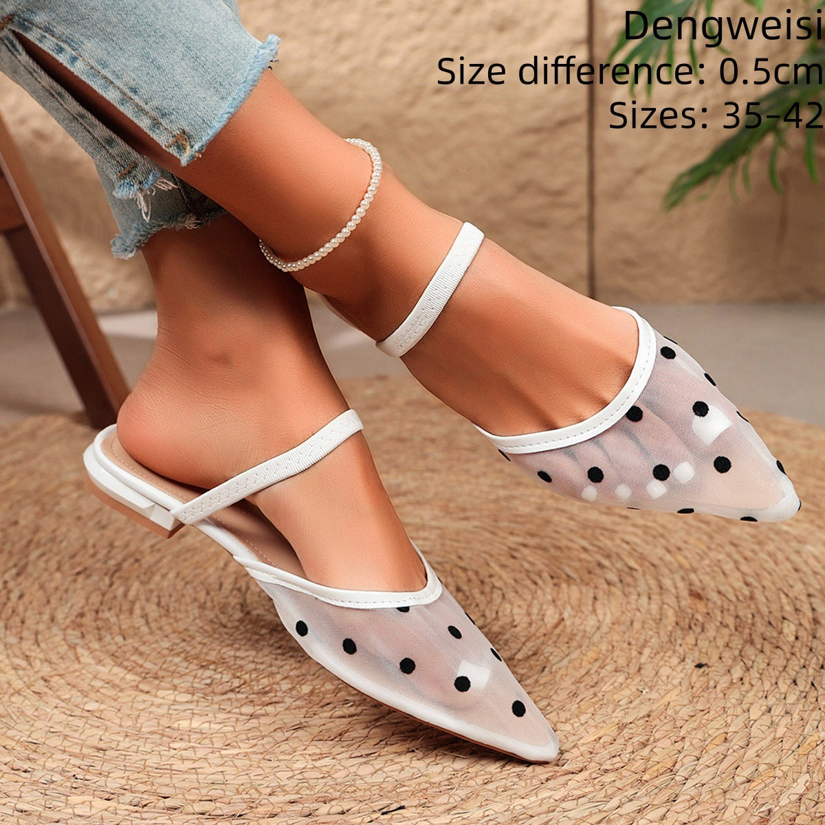 Damen Elegante Slingback-Schuh mit modischem Punkten-Design R&B
