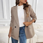 Damen elegante Karo-Blazerjacke R&B
