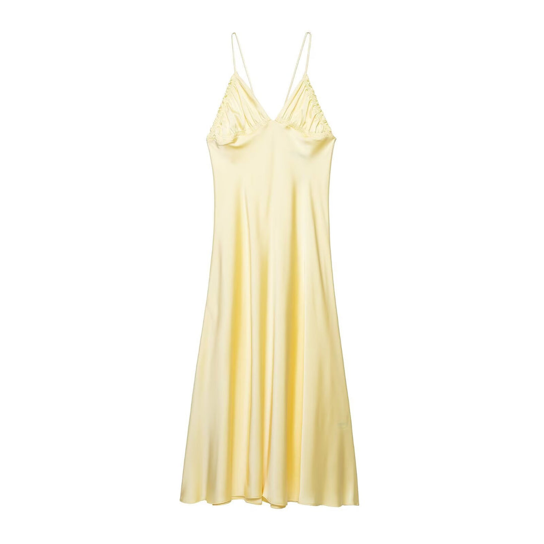 Damen Slipdress mit verführerischem V-Ausschnitt und feinen Rüschendetails R&B