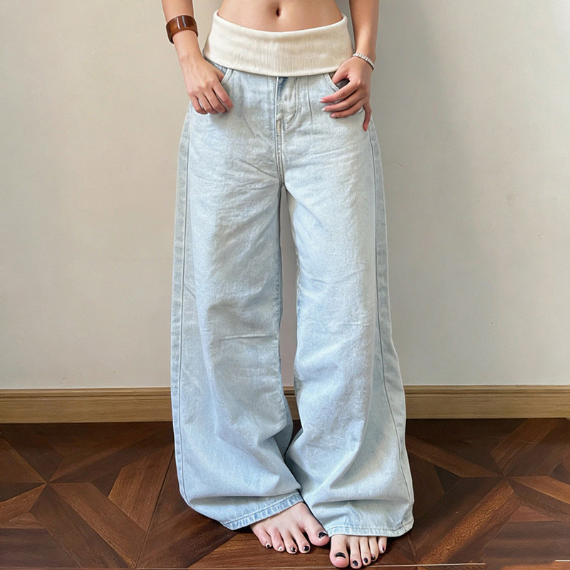 Damen Weitgeschnittene Jeans mit hohem Bund und elastischem Komfort R&B