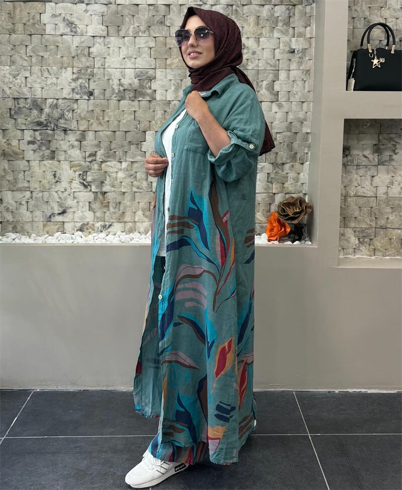 Damen Lange Bluse mit floralem Design R&B