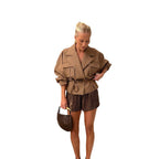 Damen Designer Blazerjacke mit Bindegürtel R&B