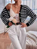 Damen Strickjacke mit kontrastierenden Mustern und lockerer Passform R&B