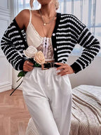 Damen Strickjacke mit kontrastierenden Mustern und lockerer Passform R&B