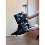 Damen modische Stiefel mit gerafftem Schaft und dekorativen Elementen R&B