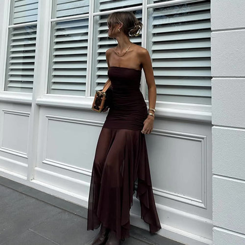 Damen Longdress mit raffinierten Falten und elegantem Chiffon-Einsatz R&B