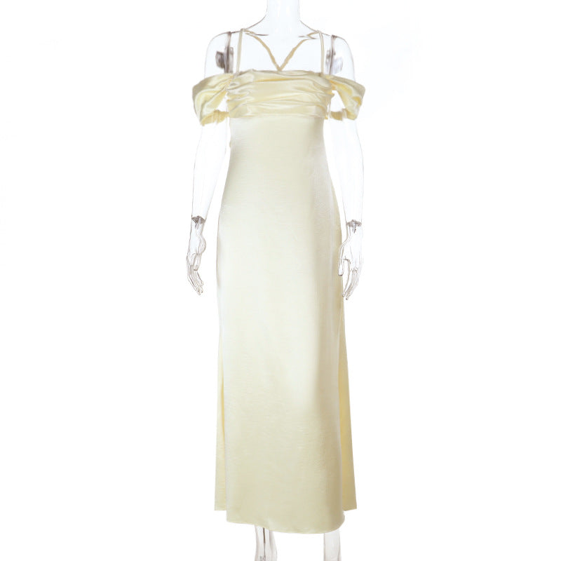 Damen Off-Shoulder Maxikleid mit elegantem Wickeldesign R&B