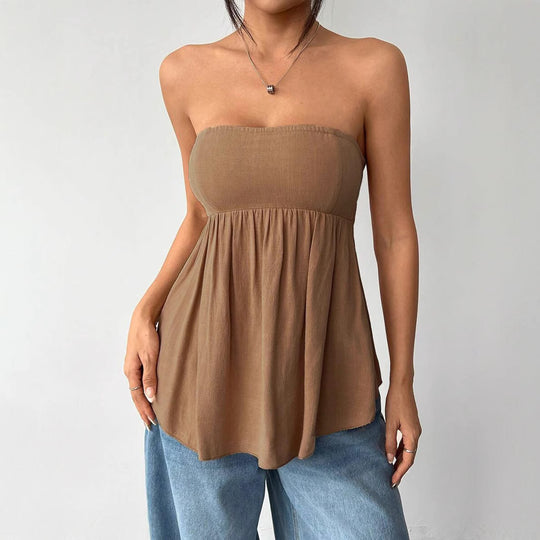 Damen Bandeau Oberteil mit lockerem Schnitt und elastischem Saum R&B