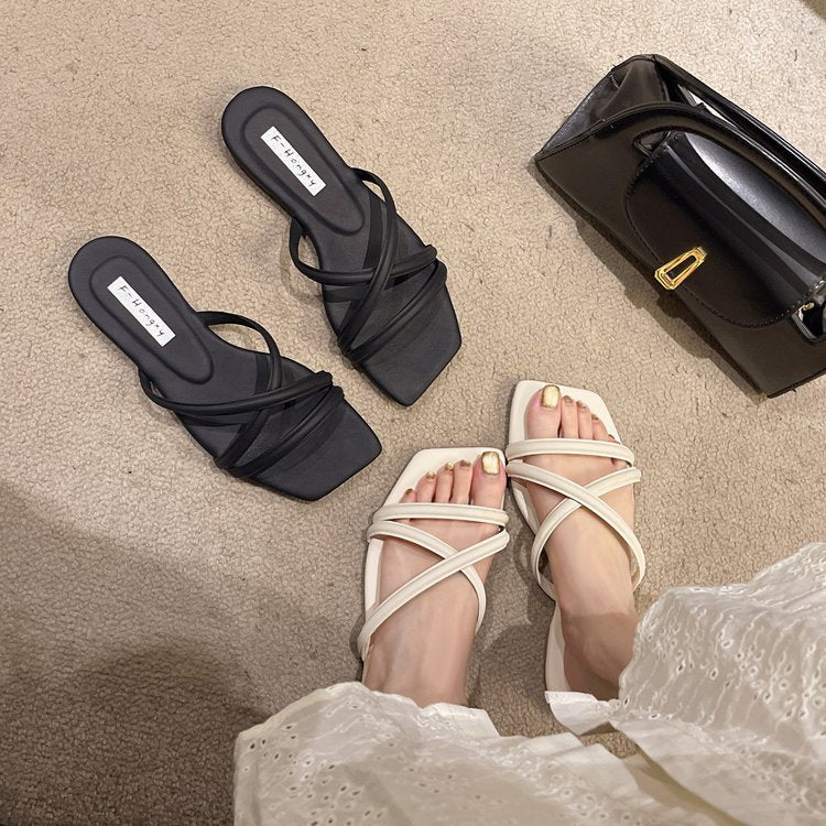 Damen modische Riemchensandalen mit elegantem Samtfinish R&B