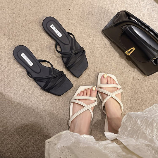 Damen modische Riemchensandalen mit elegantem Samtfinish R&B