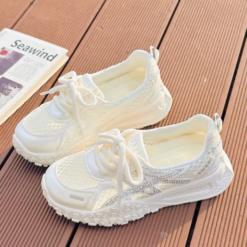 Damen Sportliche Sneaker mit atmungsaktivem Netzdesign und funkelnden Akzenten