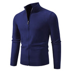 Herren Strickjacke mit hohem Kragen und praktischem Reißverschluss R&B