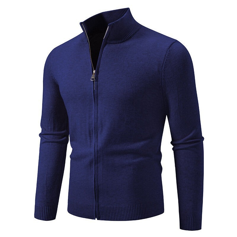 Herren Strickjacke mit hohem Kragen und praktischem Reißverschluss R&B