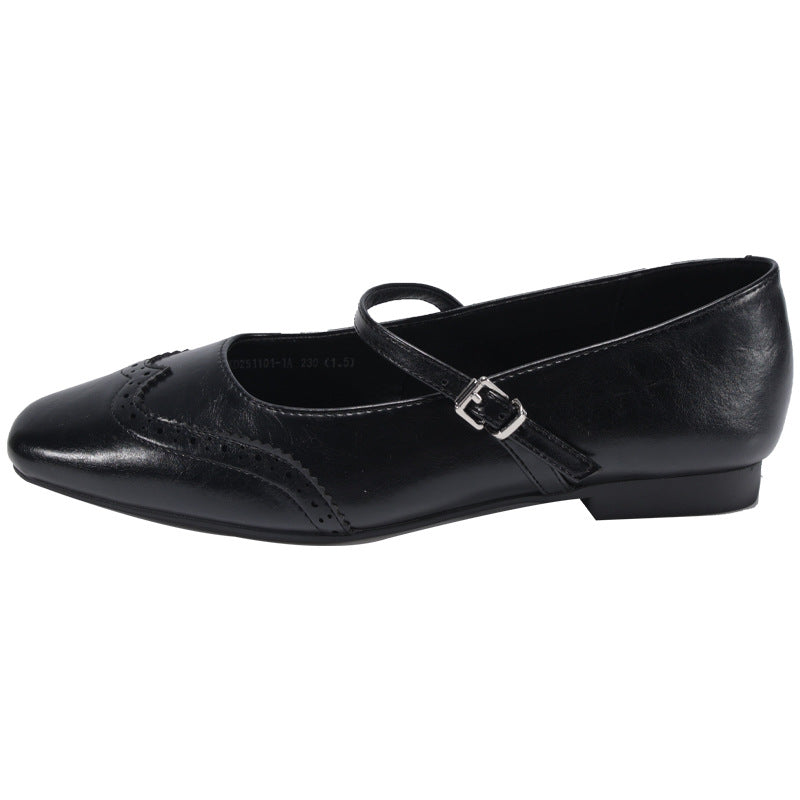 Damen Elegante Ballerinas mit komfortablem Riemchen und feiner Brogue-Verzierung R&B
