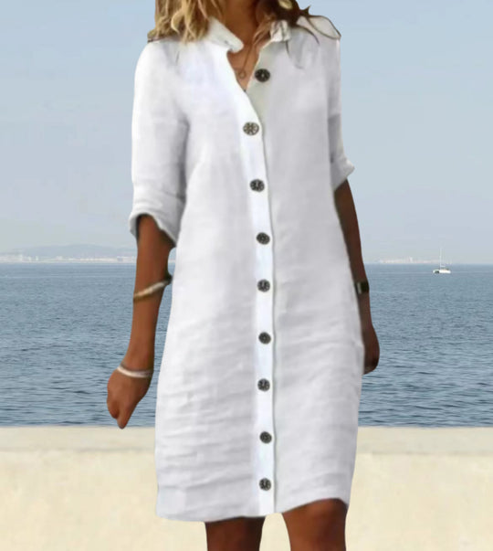 Damen Hemdblusenkleid mit Knopfverschluss und einem lässigen Schnitt R&B