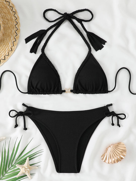 Damen Badeanzug-Set mit fransigen Details und verstellbaren Trägern R&B