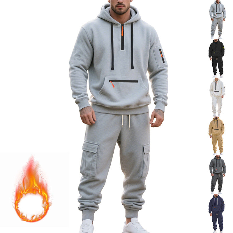 Herren sportliches Hoodie und Bundhose Set mit praktischen Taschen R&B
