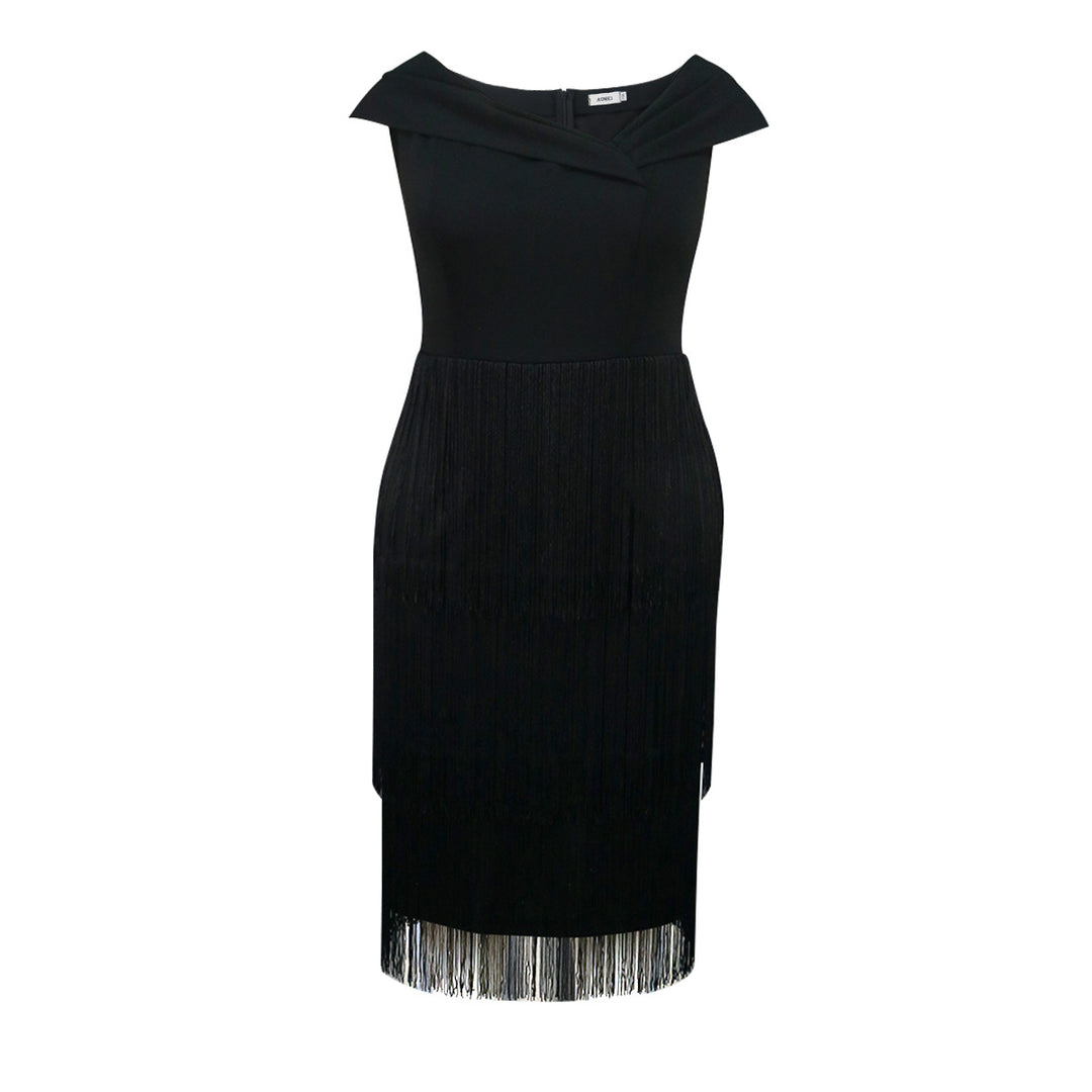 Damen elegantes Kleid mit Fransen-Detail R&B