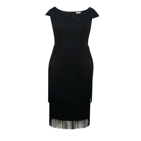 Damen elegantes Kleid mit Fransen-Detail R&B