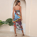 Damen Sommerliches Maxi-Kleid mit verspieltem Schnitt und buntem Muster R&B