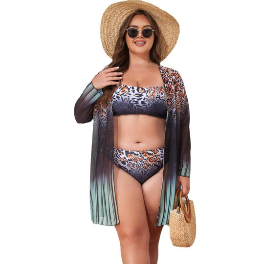 Damen Strandensemble mit Leopardmuster R&B