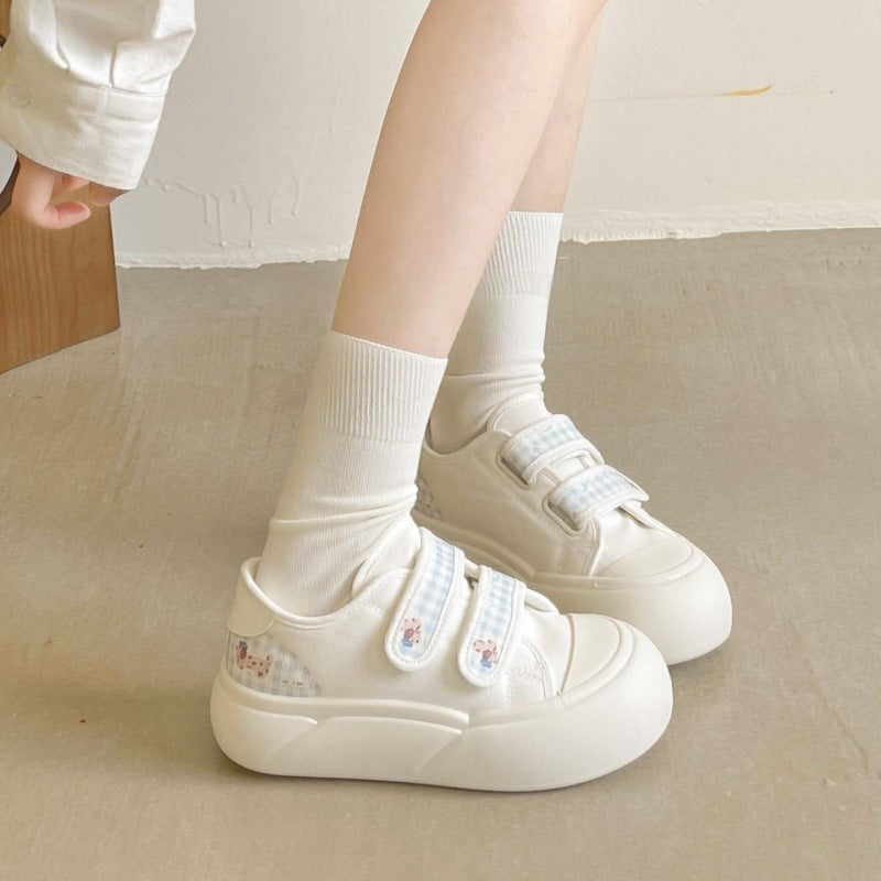 Damen Bequeme Sneaker mit verstellbarem Klettverschluss und floralen Applikationen R&B
