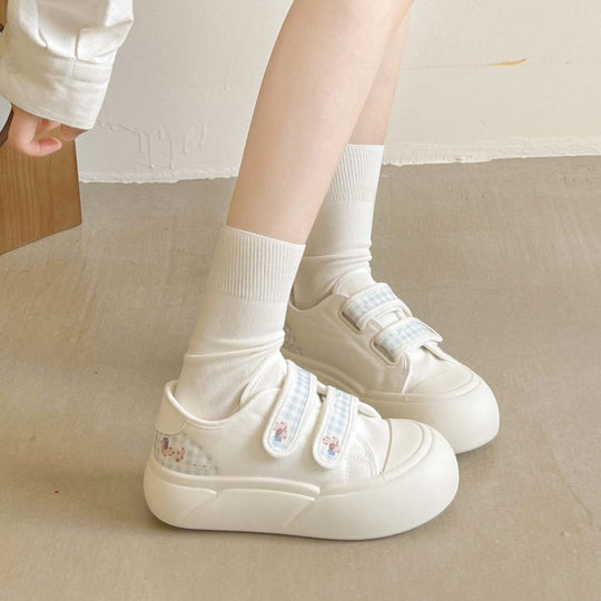 Damen Bequeme Sneaker mit verstellbarem Klettverschluss und floralen Applikationen R&B