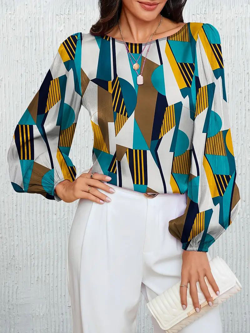 Damen Modische Bluse mit geometrischem Design R&B