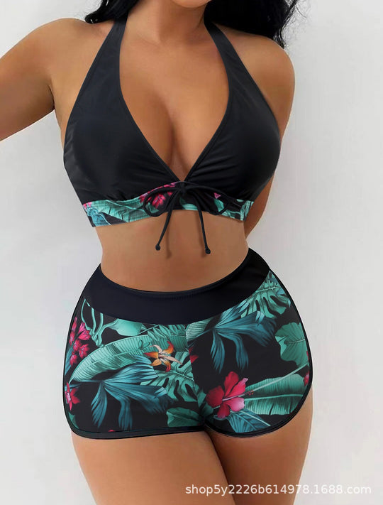 Damen Bikini-Set mit verspieltem Pflanzenmuster R&B