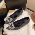 Damen elegante Spitzen-Ballerinas mit Kristallakzenten
