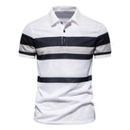 Herren Poloshirt mit klassischen Streifen und atmungsaktiver Baumwolle