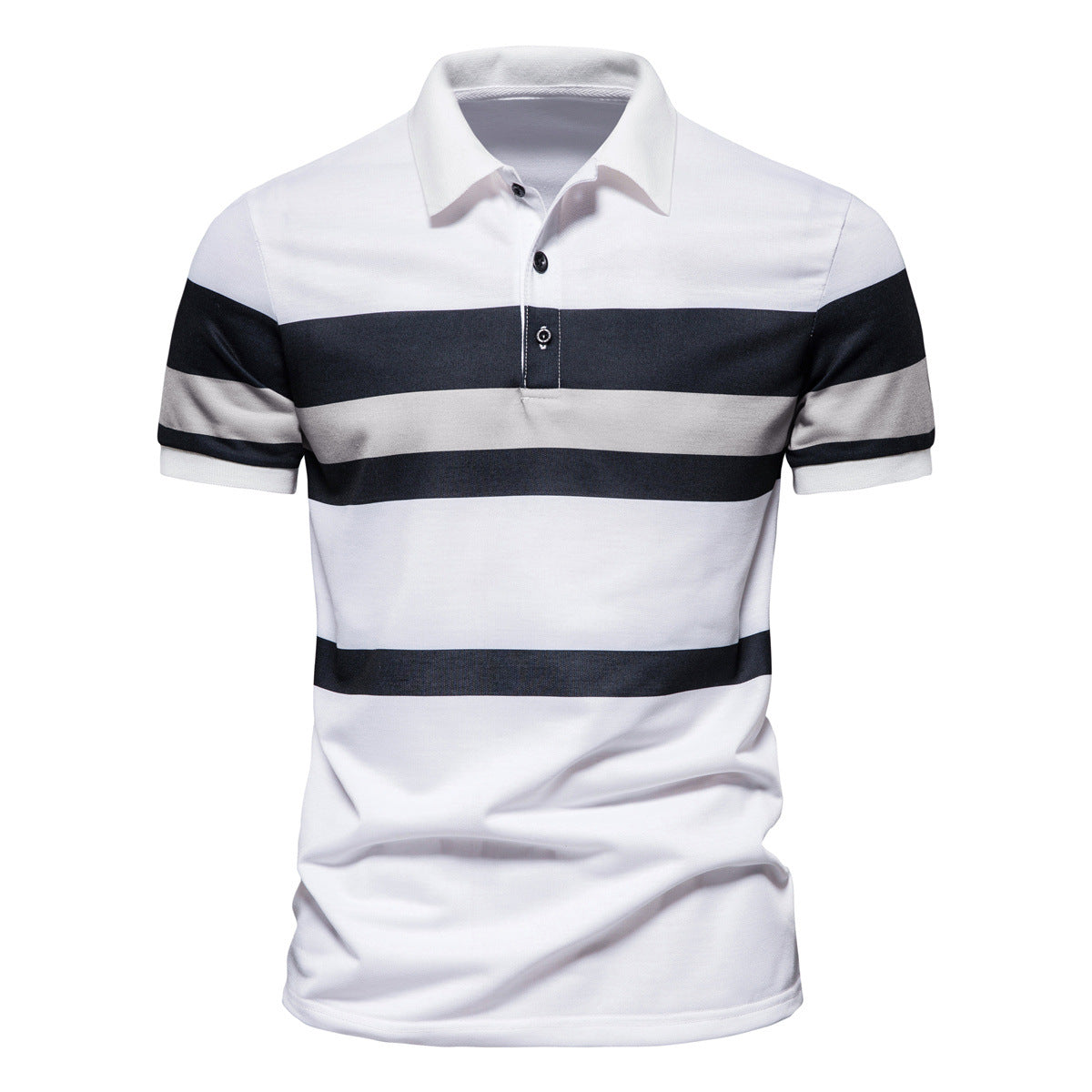 Herren Poloshirt mit klassischen Streifen und atmungsaktiver Baumwolle