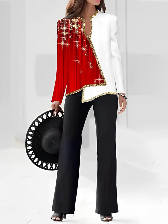 Damen Elegante Statement-Jacke mit asymmetrischem Schnitt und funkelnden Details R&B