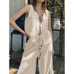Damen luftiges Sommer-Set mit verstellbarem Kordelzug und lockerer Passform R&B